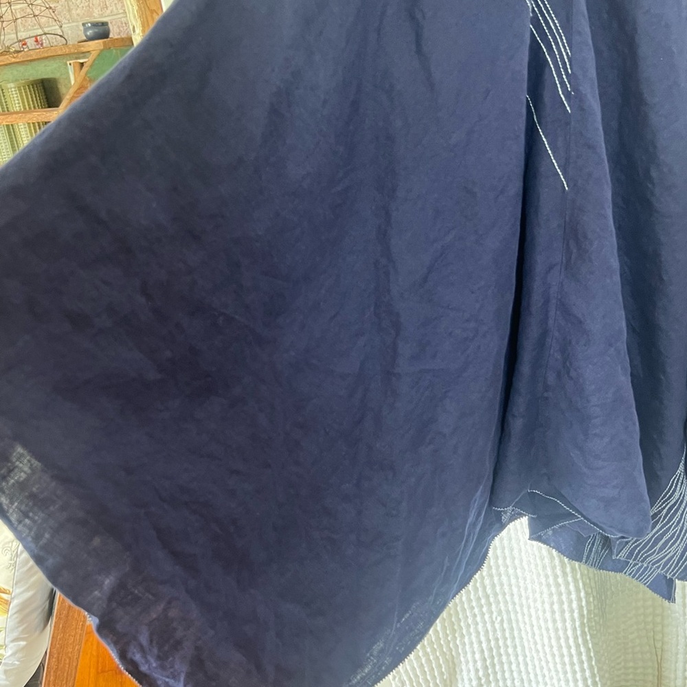 EILEEN FISHER MIDNIGHT HANDKERCHIEF 100% IRISH LINEN DRESS SZ SMALL LINED EUC - Picture 8 of 14